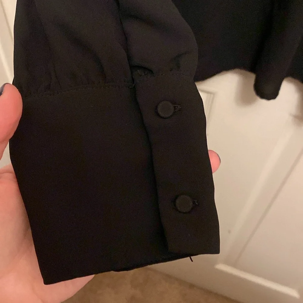 Black J. Crew Mockneck blouse size L - Picture 4 of 5